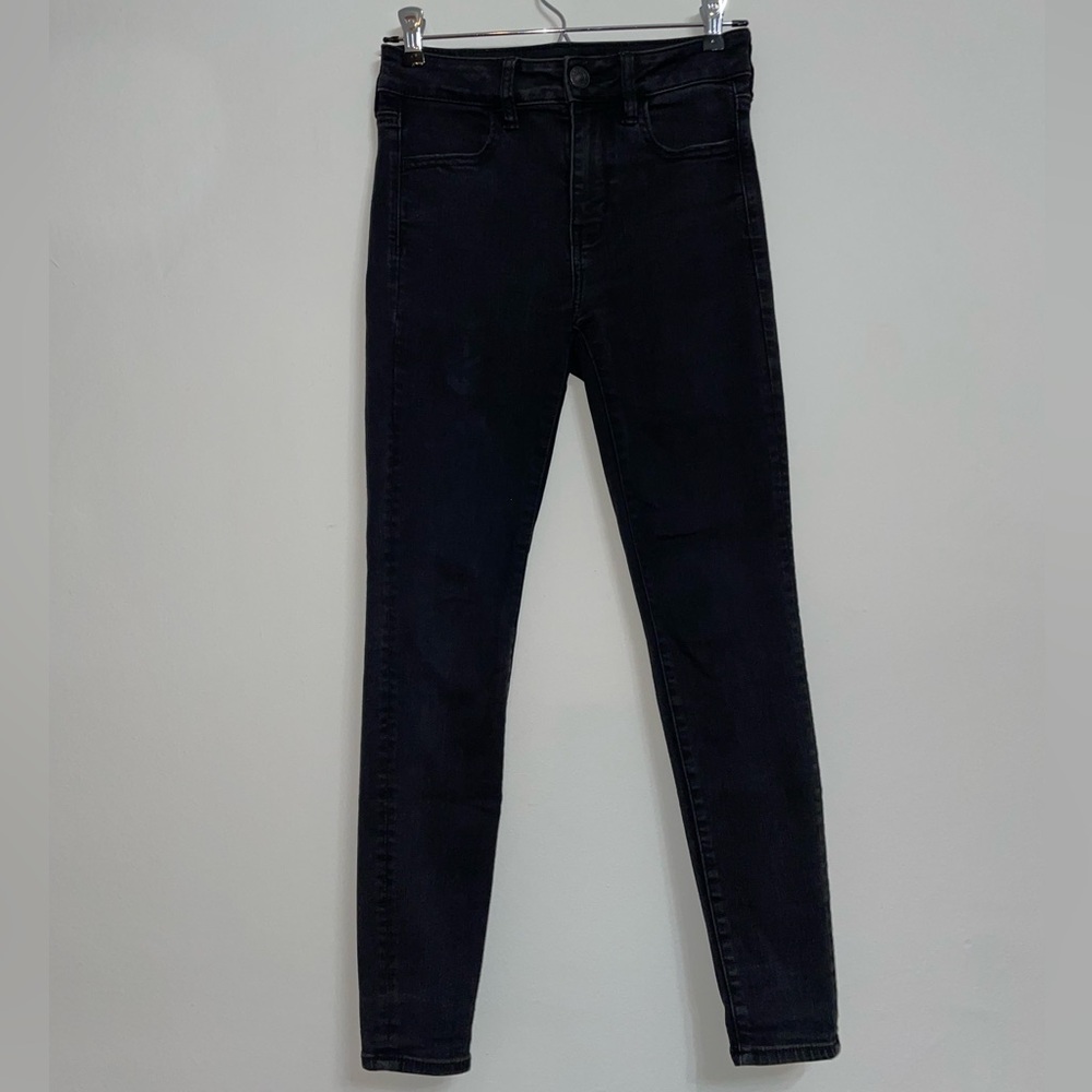 American Eagle High Waisted Black Skinny Jeans Jeggings SHORT LENGTH